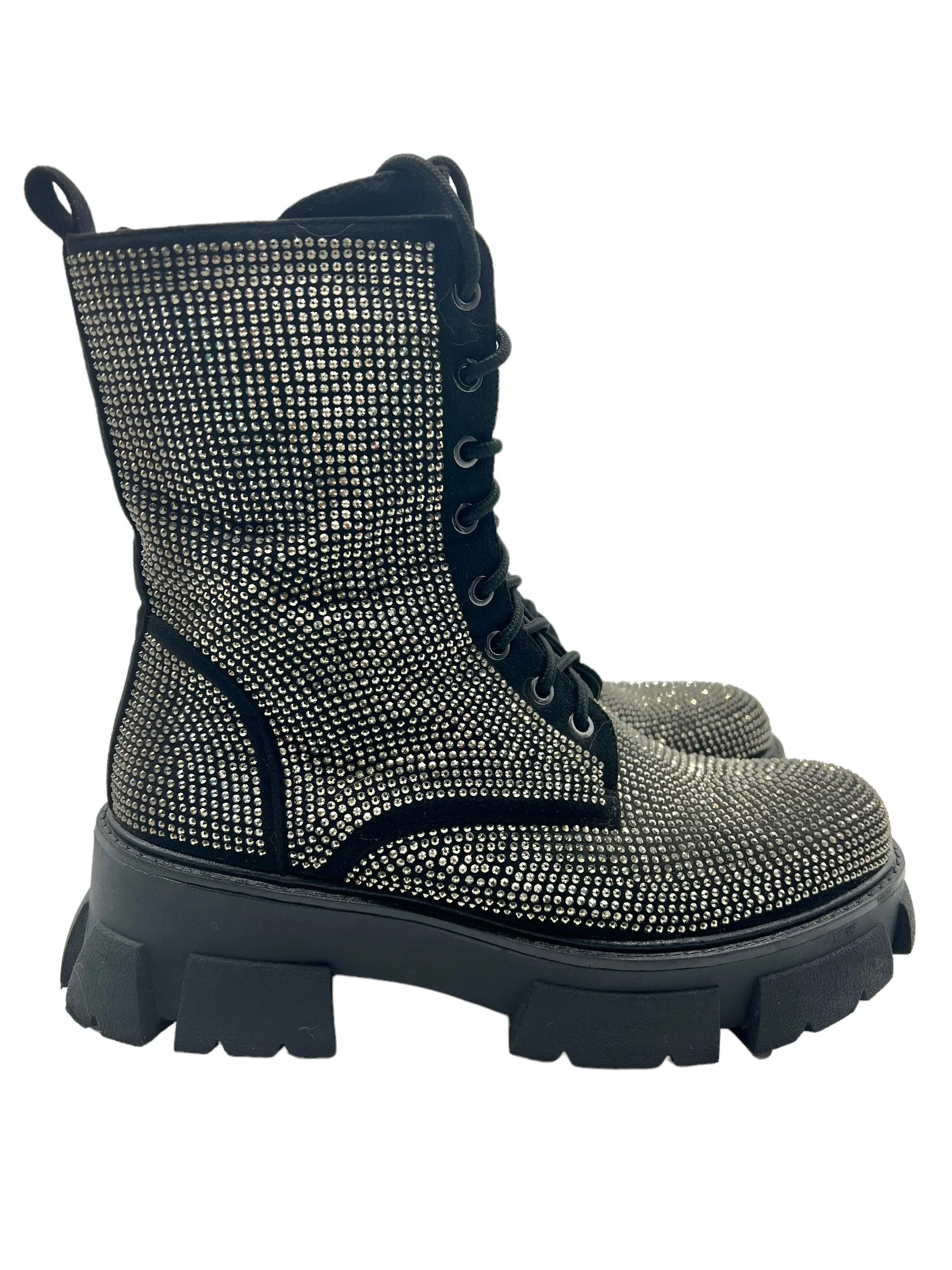 Azalea Wang Black Studded Embellished Size 9 Combat Boots