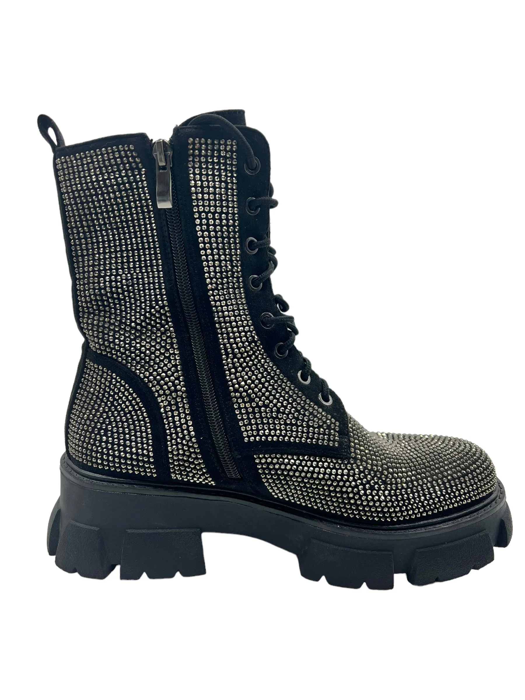 Azalea Wang Black Studded Embellished Size 9 Combat Boots