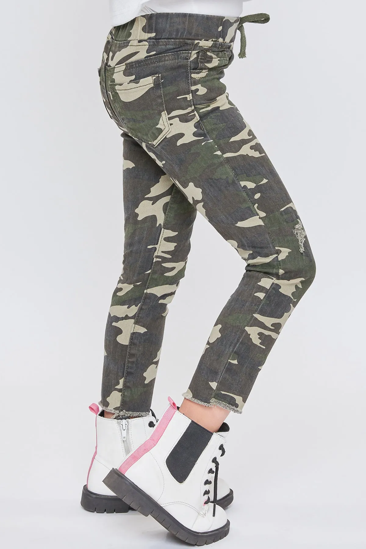 Baby Girls Twill Pull-On Skinny Pants With Faux Drawstring, Pack Of 4