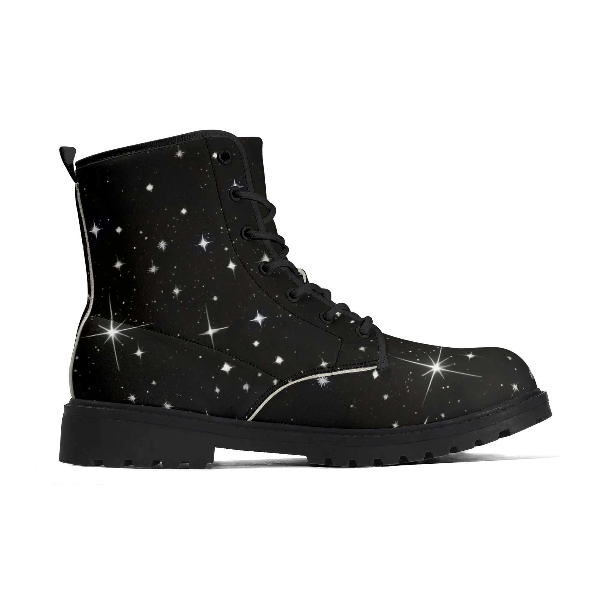 Black & White Skunk Mens Black Vegan Boots