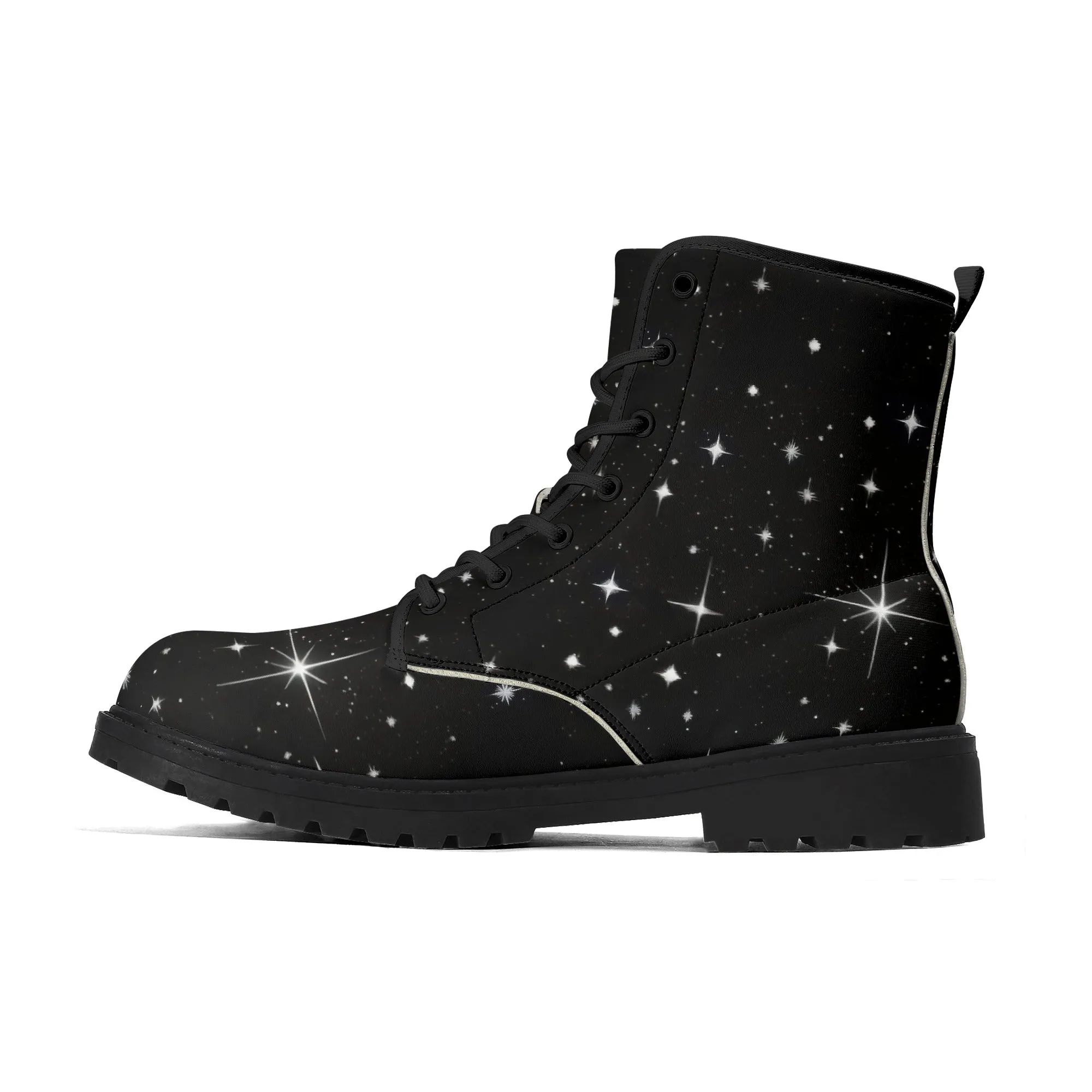 Black & White Skunk Mens Black Vegan Boots