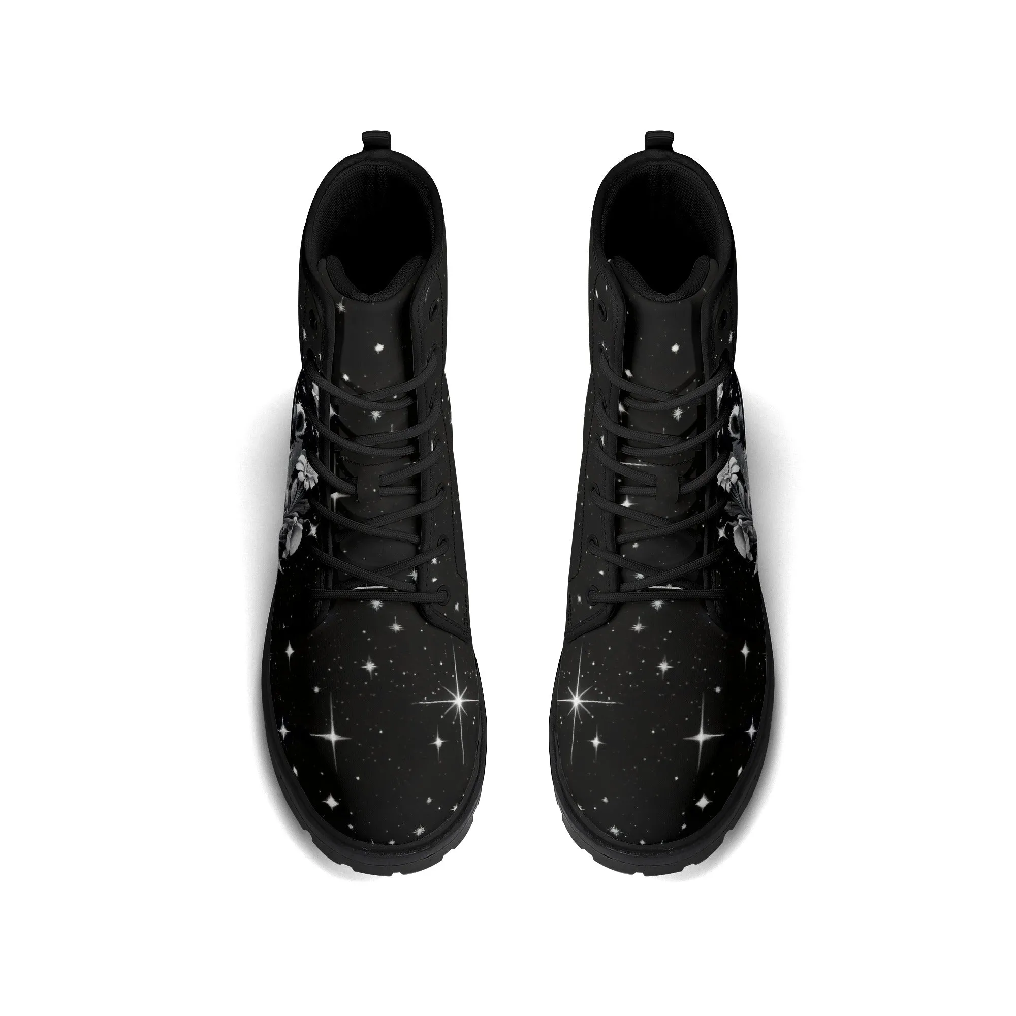 Black & White Skunk Mens Black Vegan Boots