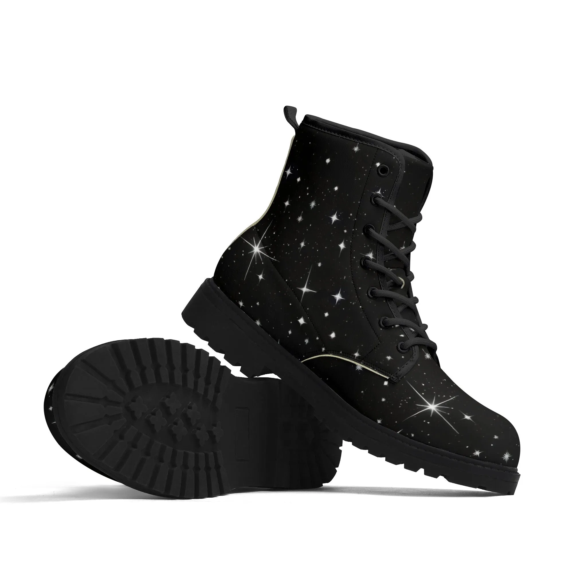 Black & White Skunk Mens Black Vegan Boots