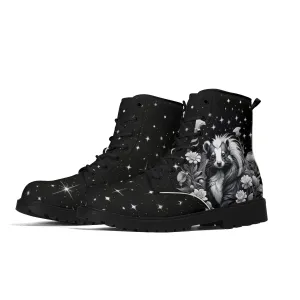 Black & White Skunk Mens Black Vegan Boots