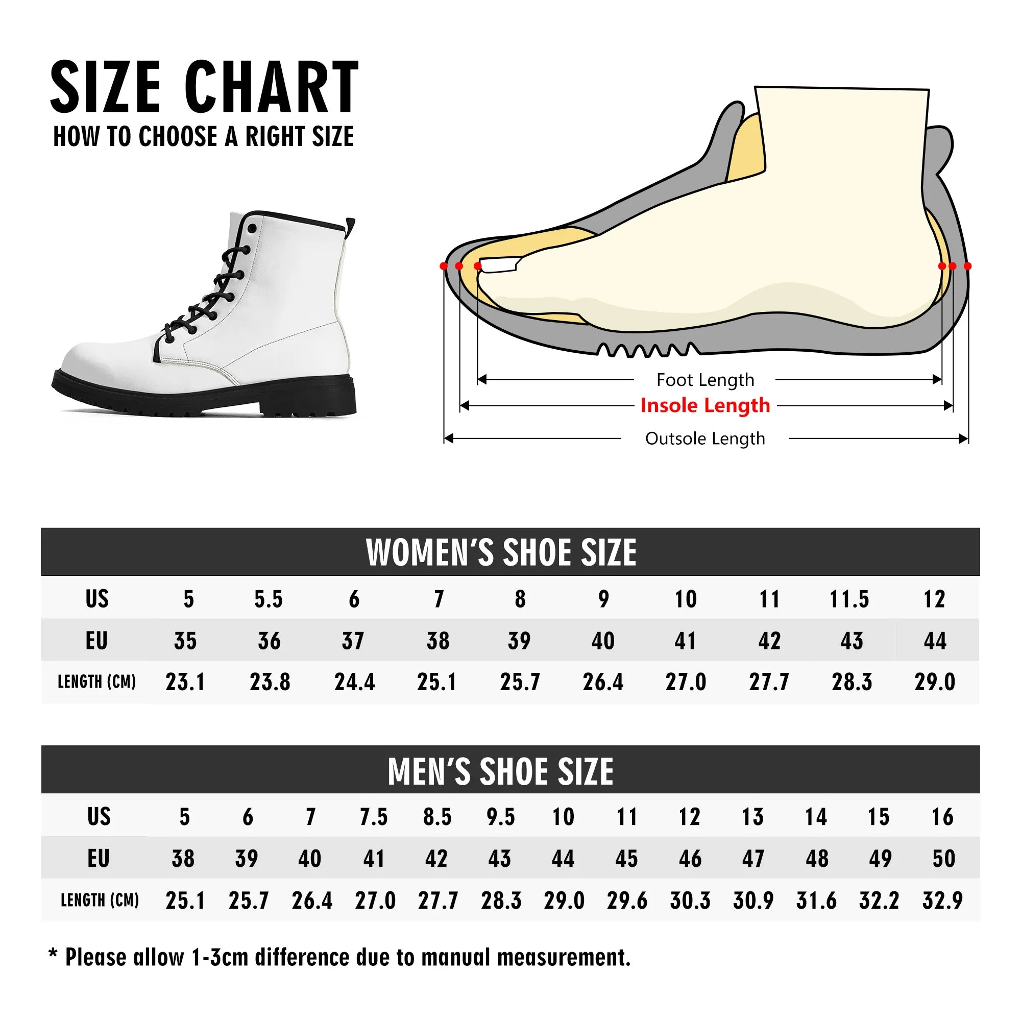 Black & White Skunk Mens Black Vegan Boots