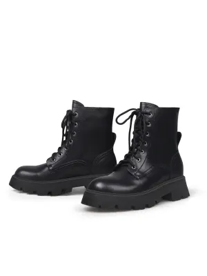 Black Matt Leather Martin Combat Boot