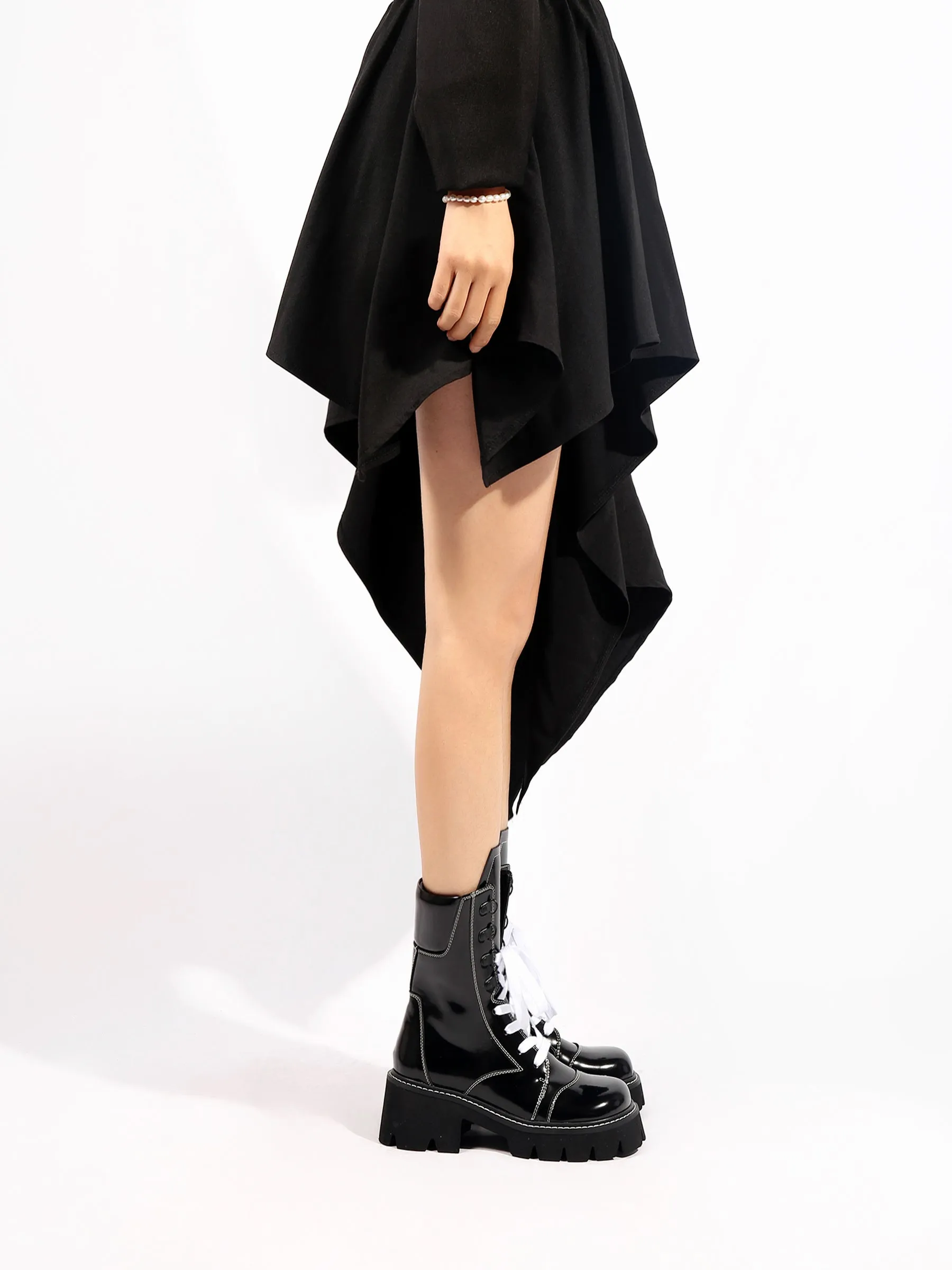 Black Patent Leather Combat Boots