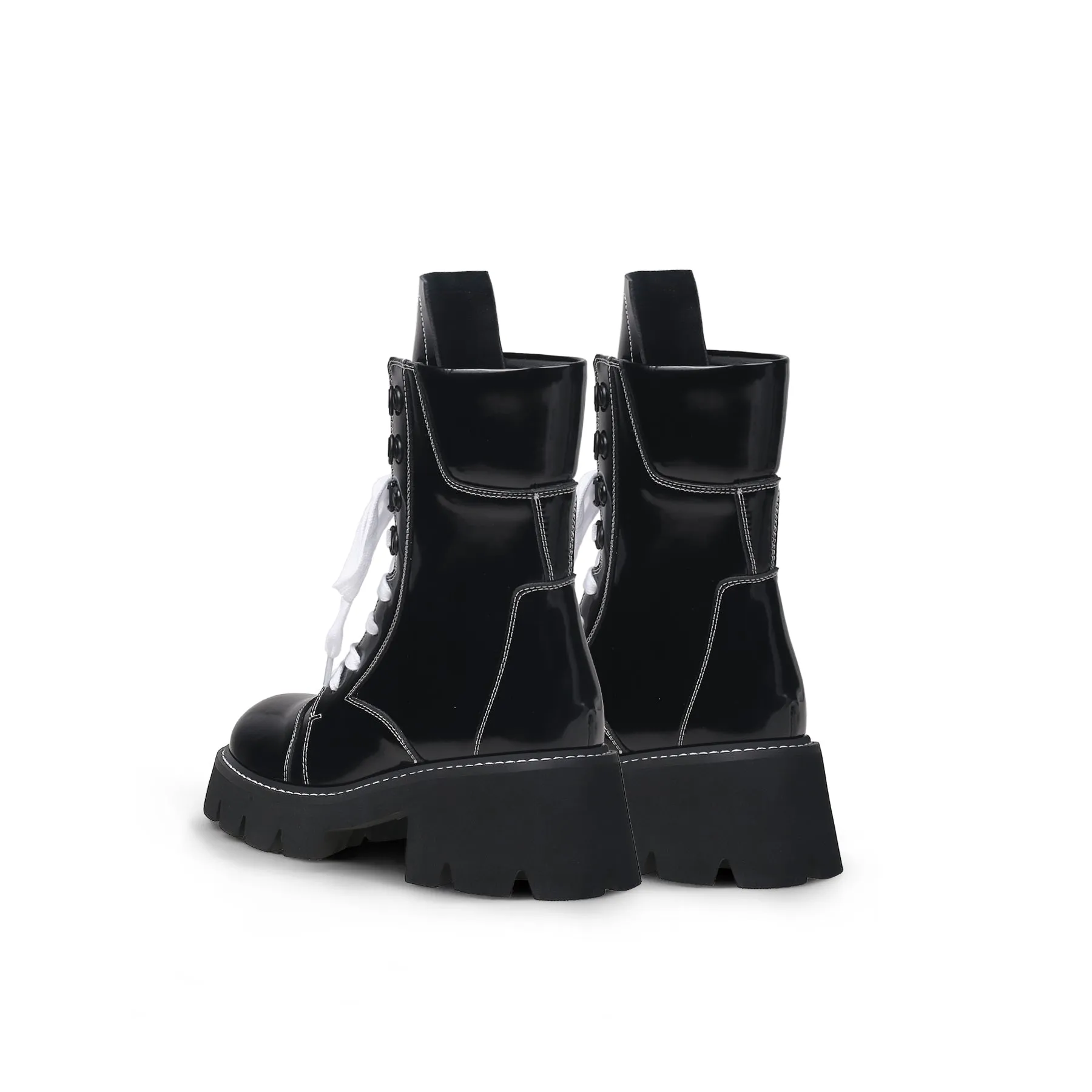 Black Patent Leather Combat Boots