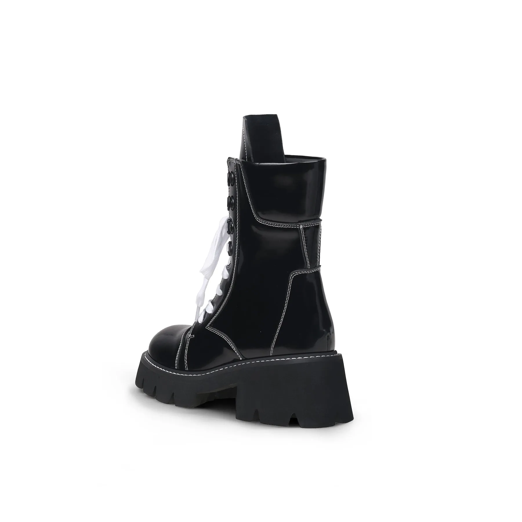 Black Patent Leather Combat Boots