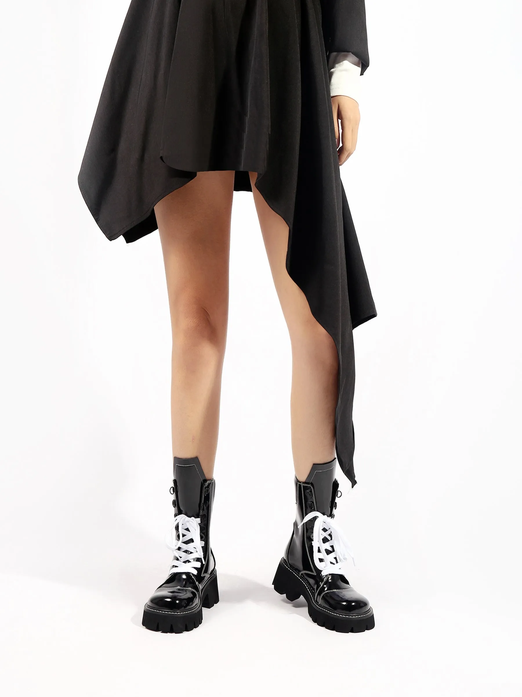 Black Patent Leather Combat Boots
