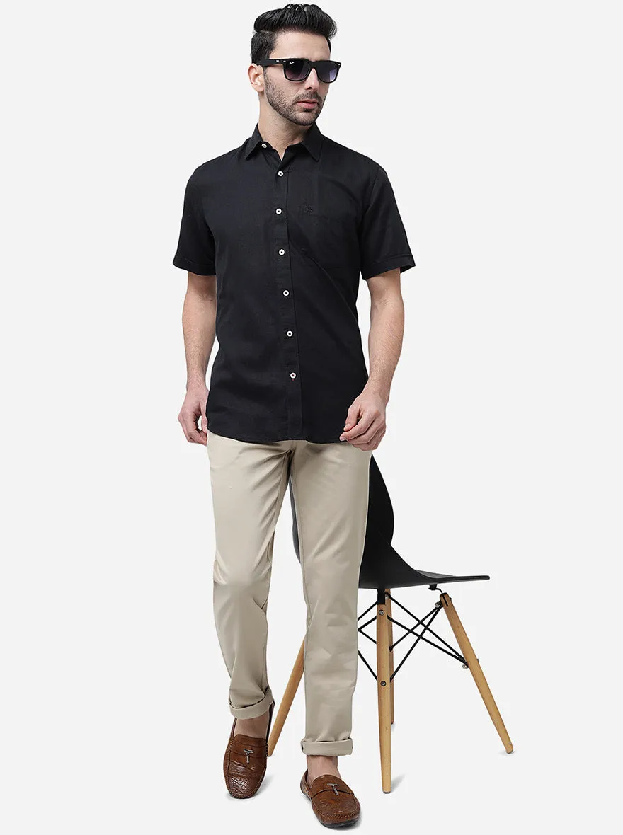 Black Solid Slim Fit Casual Shirt | JadeBlue