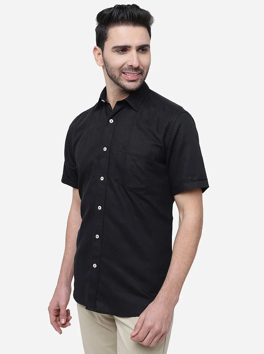 Black Solid Slim Fit Casual Shirt | JadeBlue
