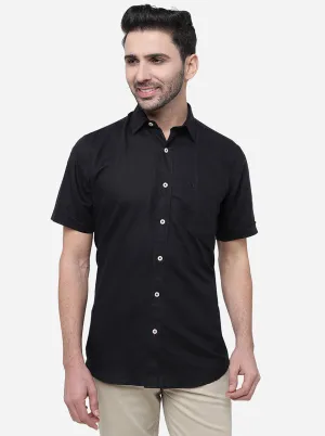 Black Solid Slim Fit Casual Shirt | JadeBlue