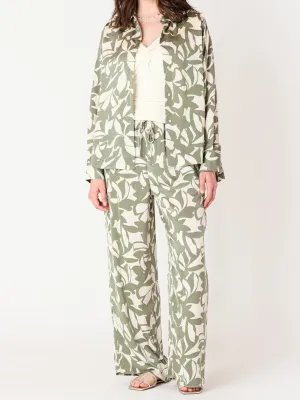 BLACK TAPE Printed Satin Button Up and Wide Leg Pant Set