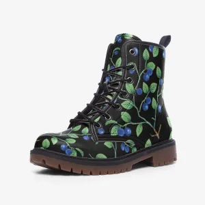 Blueberries Black Vegan Leather Unisex Boots