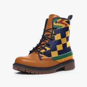 Bojie African Print Vegan Leather Combat Boots