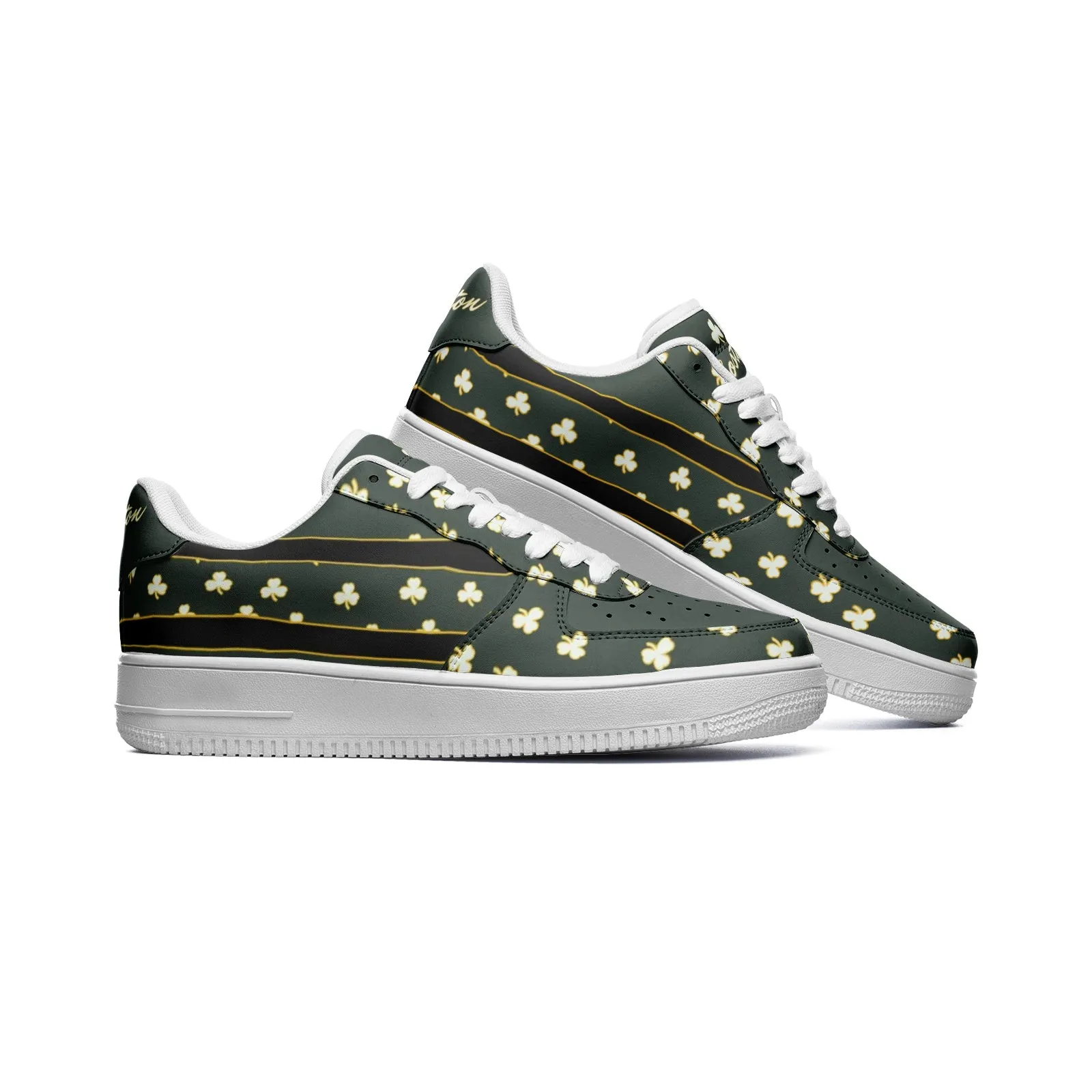 Boston Celtics Inspired Classic Color Low Top Force Leather Sneakers