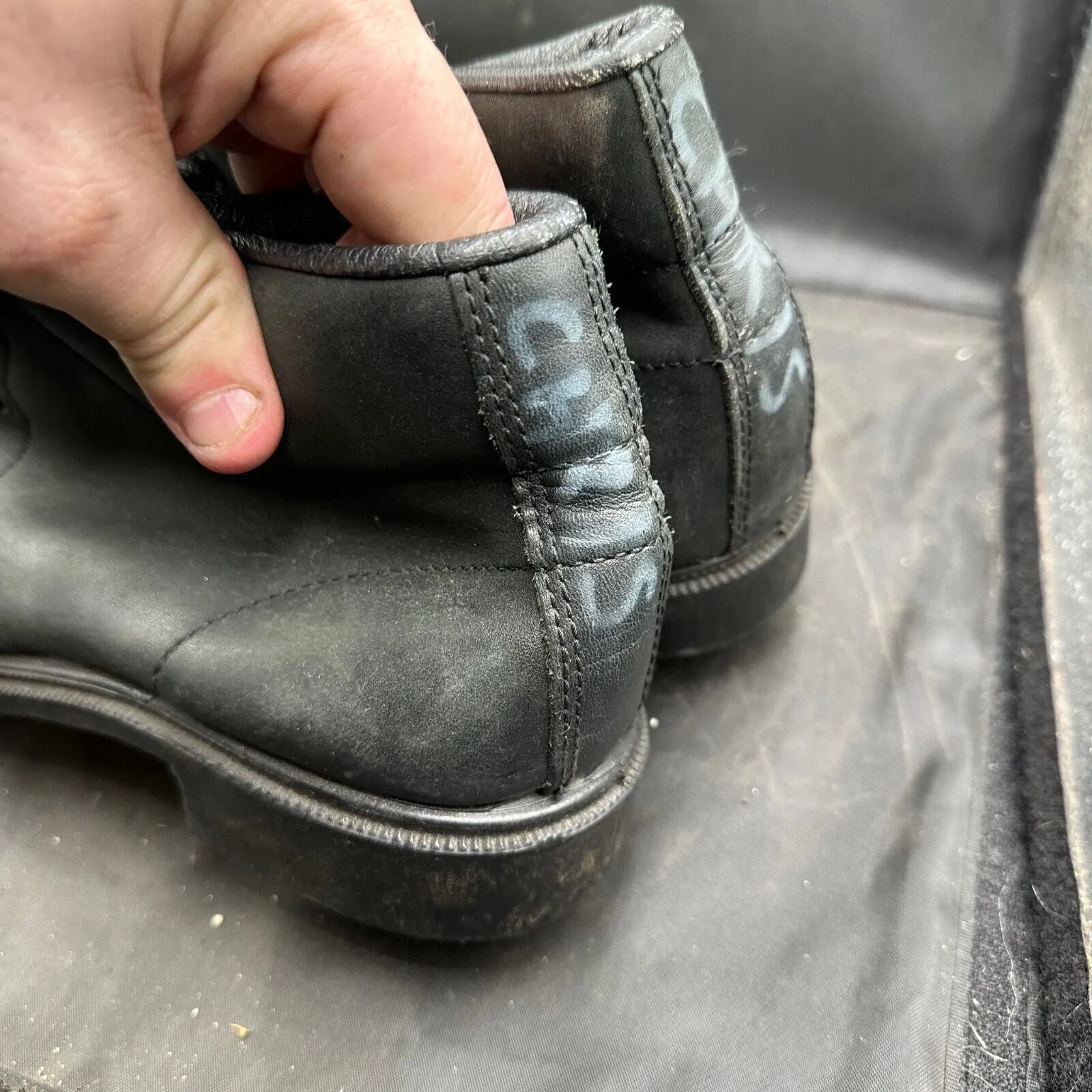 British Army Black Leather Safety / Combat Boots - Size EU 43 - UK 9