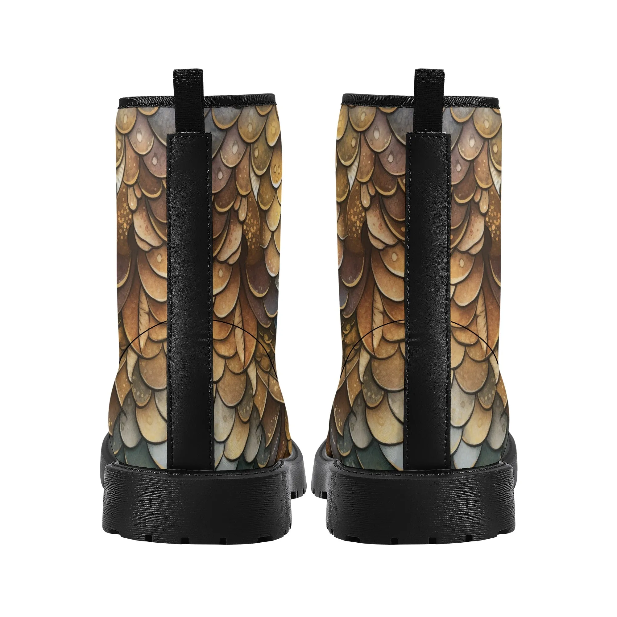 Brown Dragon Scales Black Mens Vegan Boots