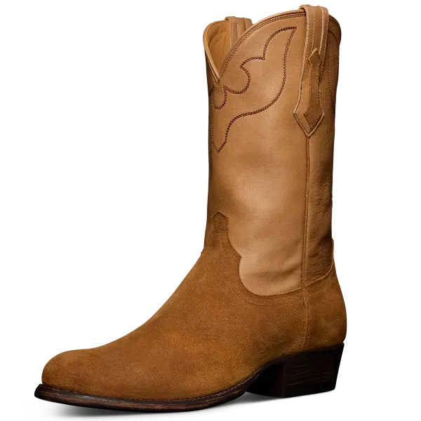 Brown Italian Suede Leather Bastrop Slip On Zipper Western Cowboy Boots - Cowboy Boots