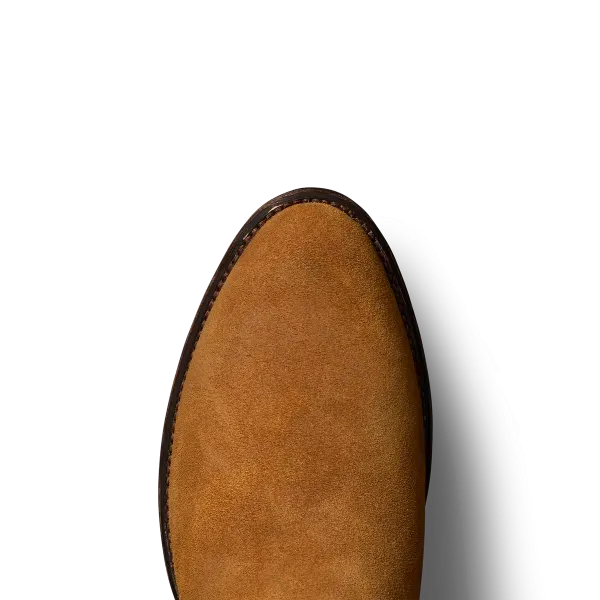 Brown Italian Suede Leather Bastrop Slip On Zipper Western Cowboy Boots - Cowboy Boots