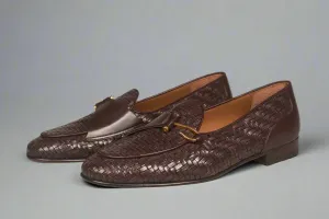 Brown Leather Braided Palmela Horsebit Loafers - Loafers