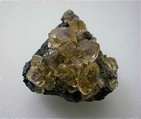 Calcite on Fluorite, Sub-Rosiclare Level, Bahama Pod, Denton Mine, Ozark-Mahoning Company, Harris Creek District, Southern Illinois Miniature 4 x 5 x 6.5 cm $375. Online 4/3 SOLD