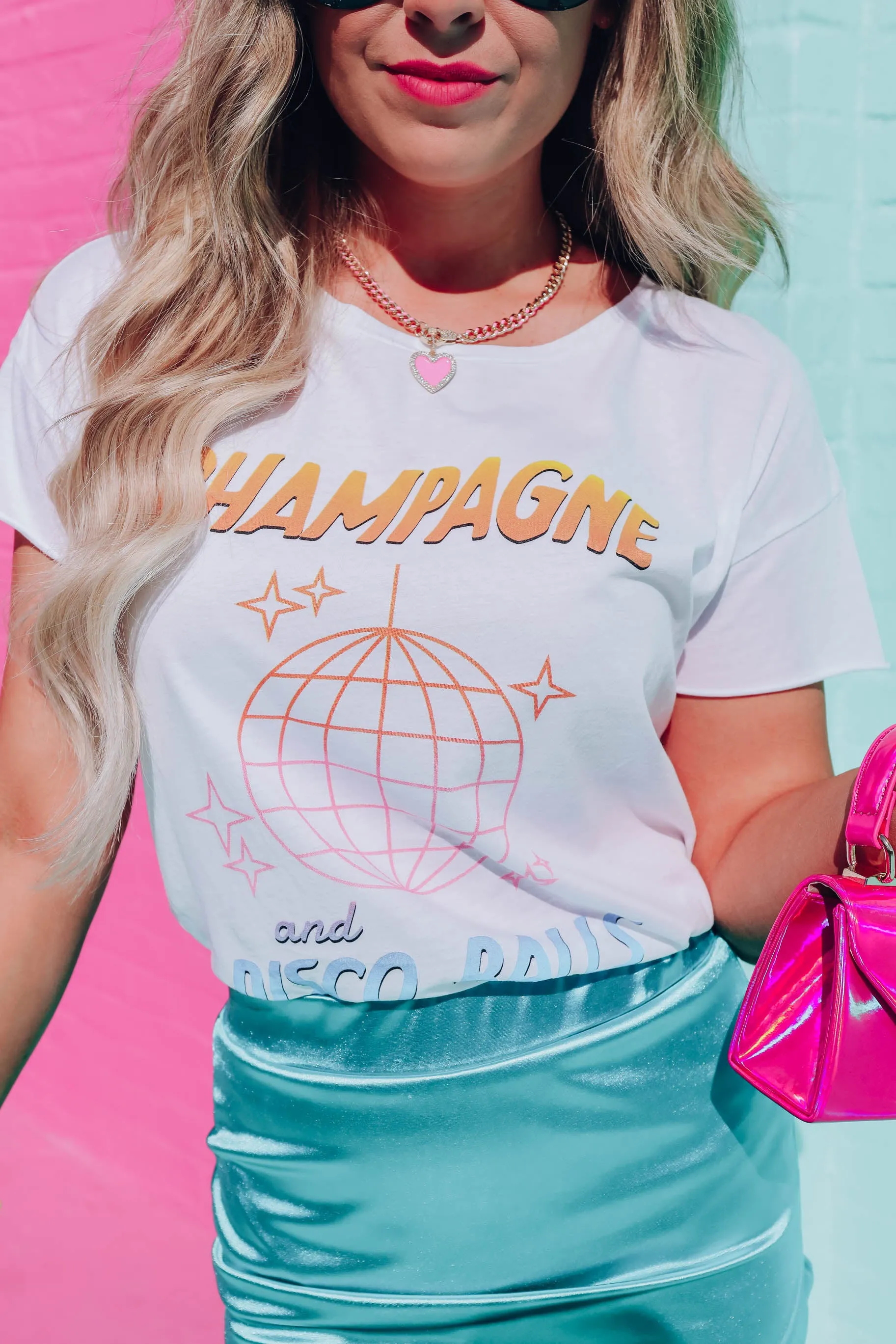 Champagne   Disco Balls Graphic Tee