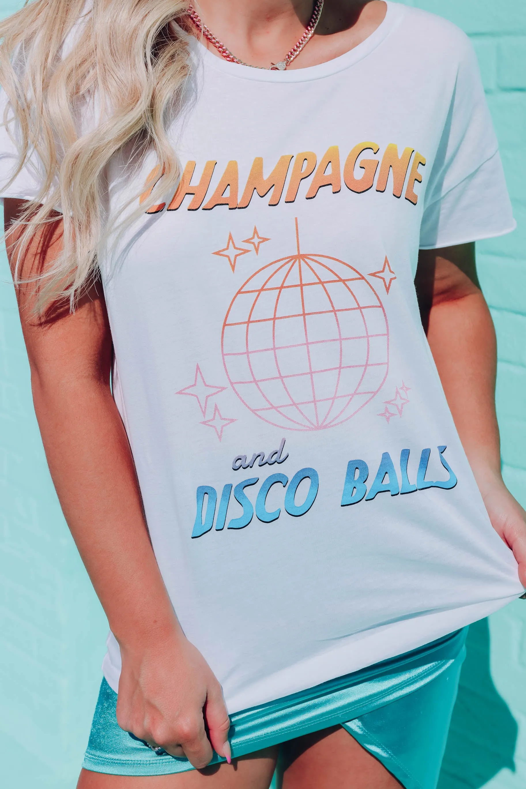 Champagne   Disco Balls Graphic Tee