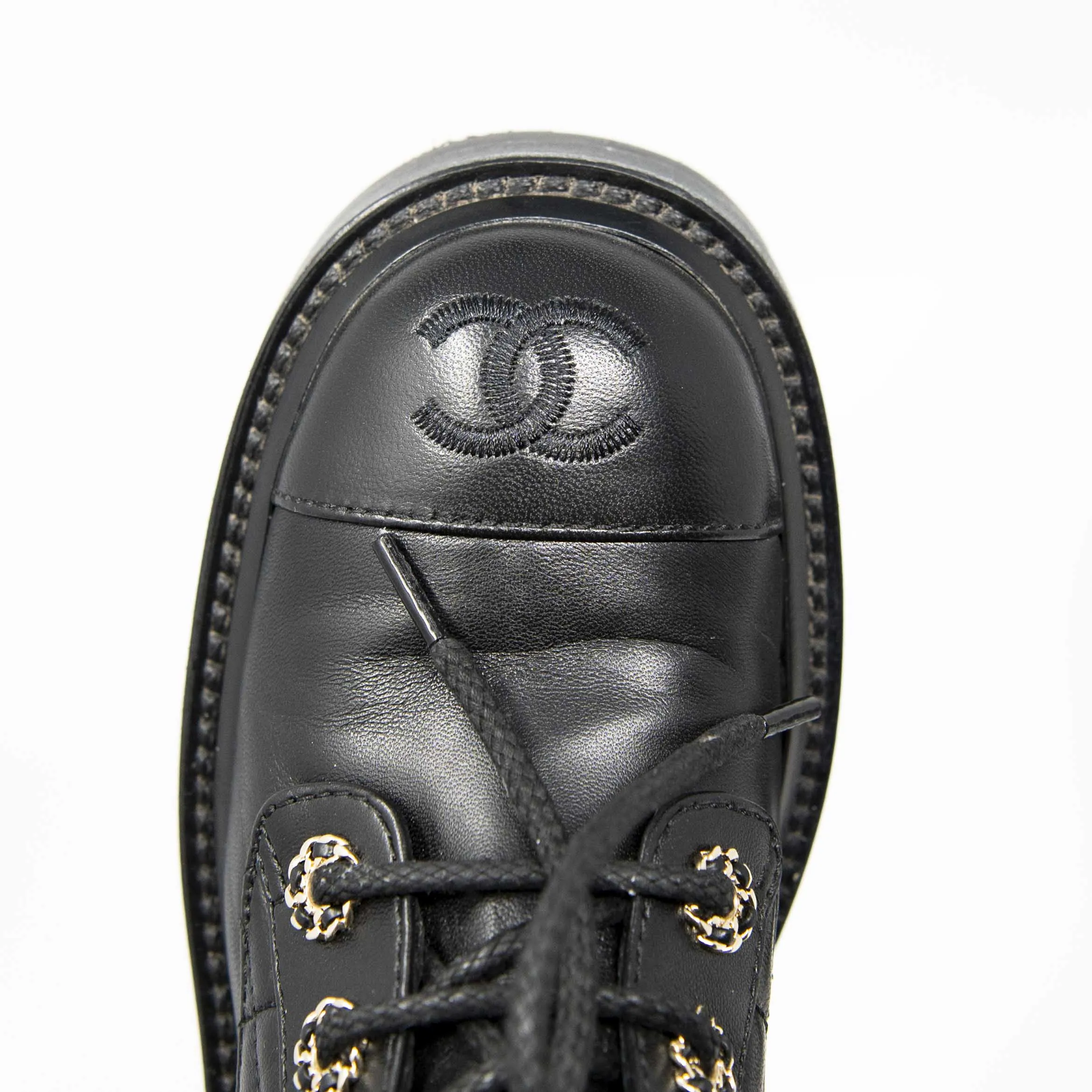 Chanel 19 Black Combat Boots 34