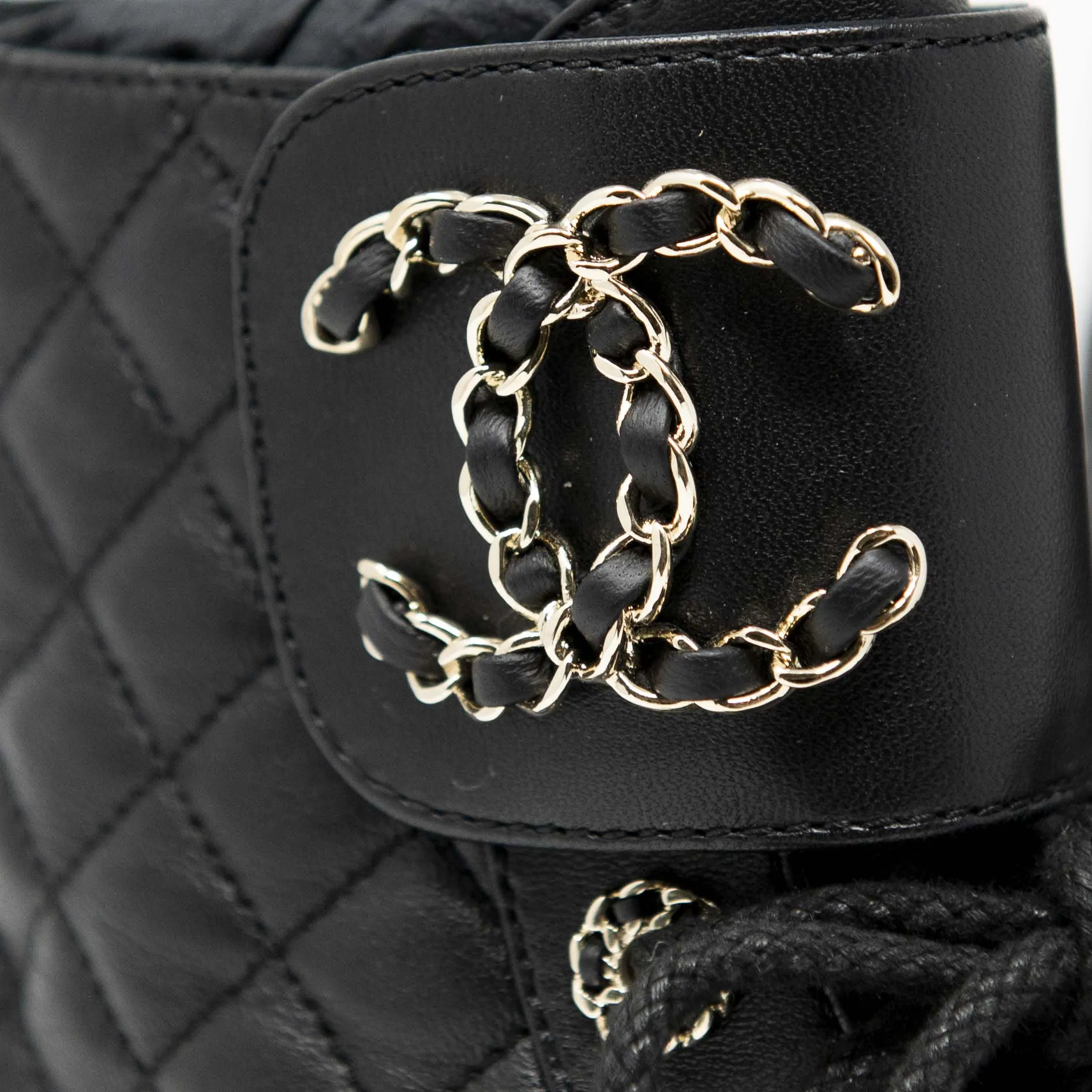 Chanel 19 Black Combat Boots 34