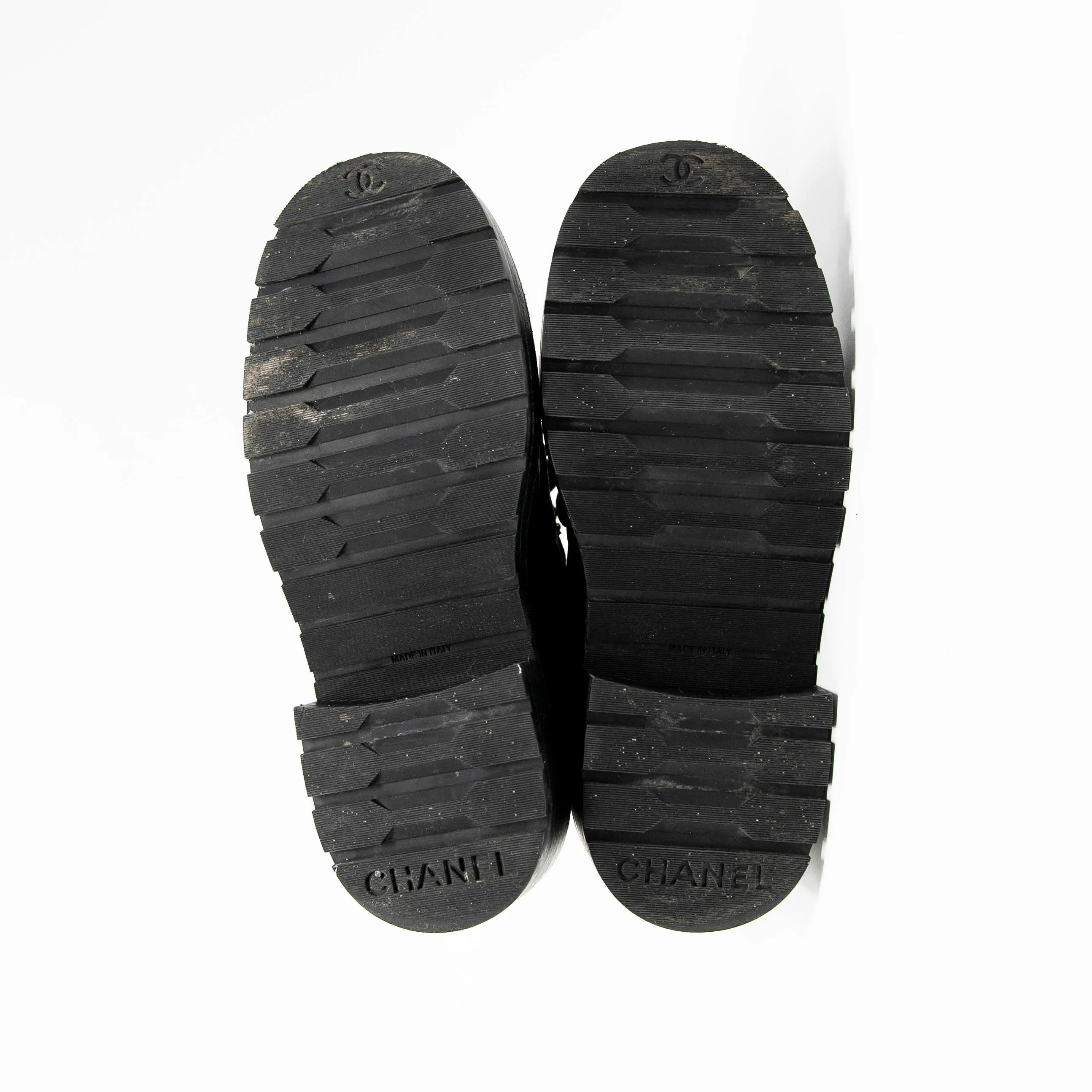 Chanel 19 Black Combat Boots 34