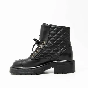 Chanel 19 Black Combat Boots 34