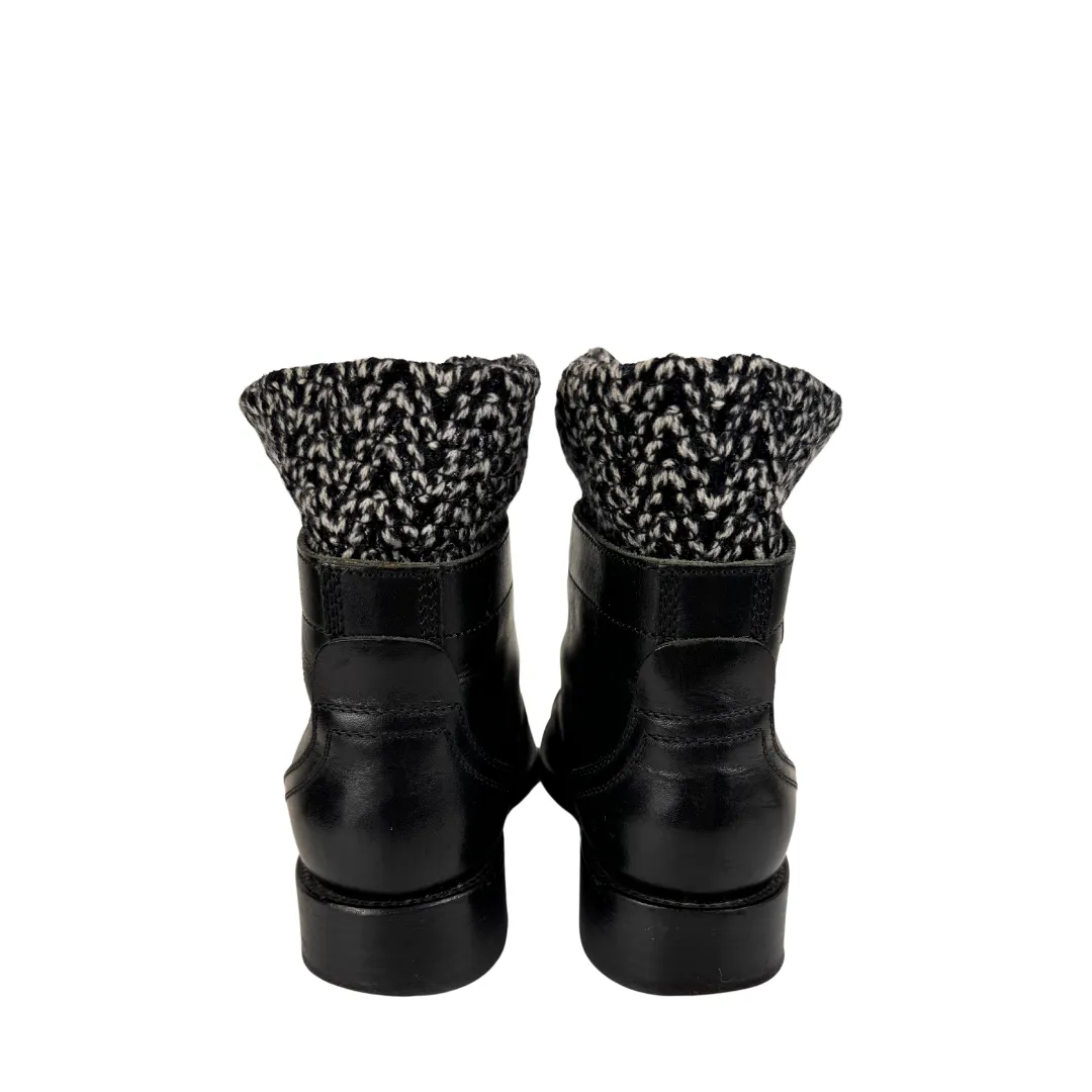 Chanel CC Tweed Sock Combat Boots - Size 37