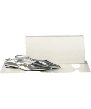 Charles & Keith Metallic Pointed Toe Slingback Flats UK 6 EU 39 👠