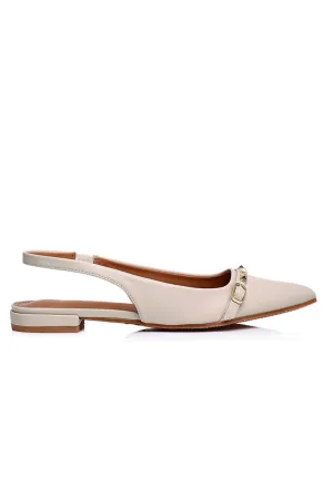 Clara Pointed Toe Ballerina & Flats (Beige)