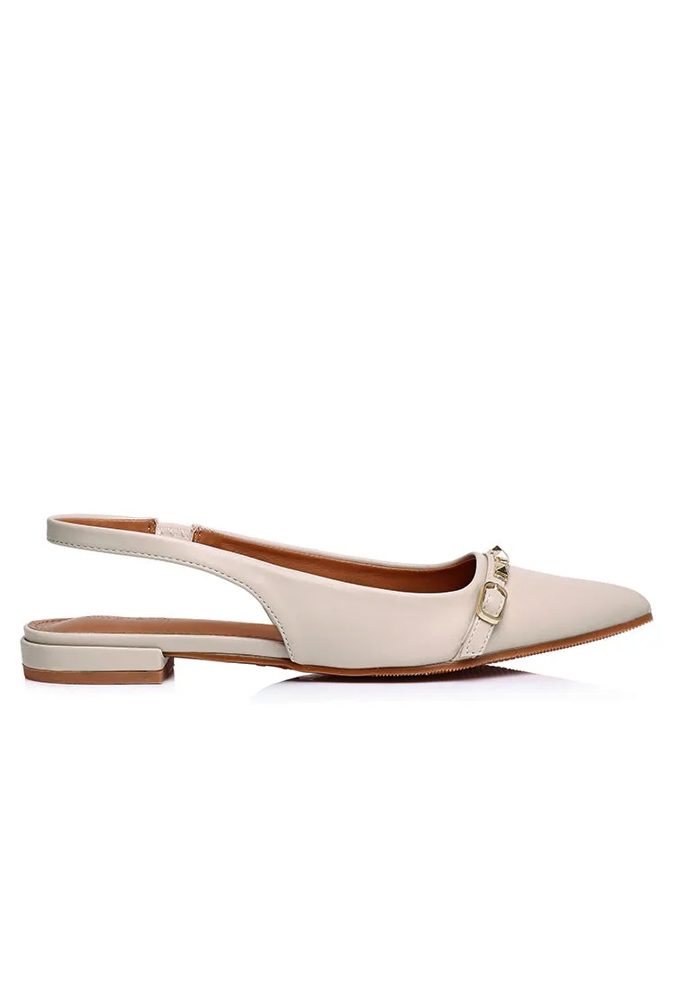 Clara Pointed Toe Ballerina & Flats (Beige)