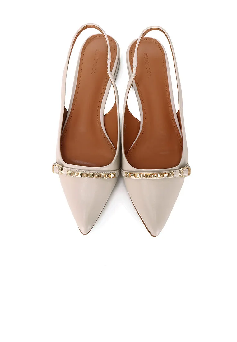 Clara Pointed Toe Ballerina & Flats (Beige)