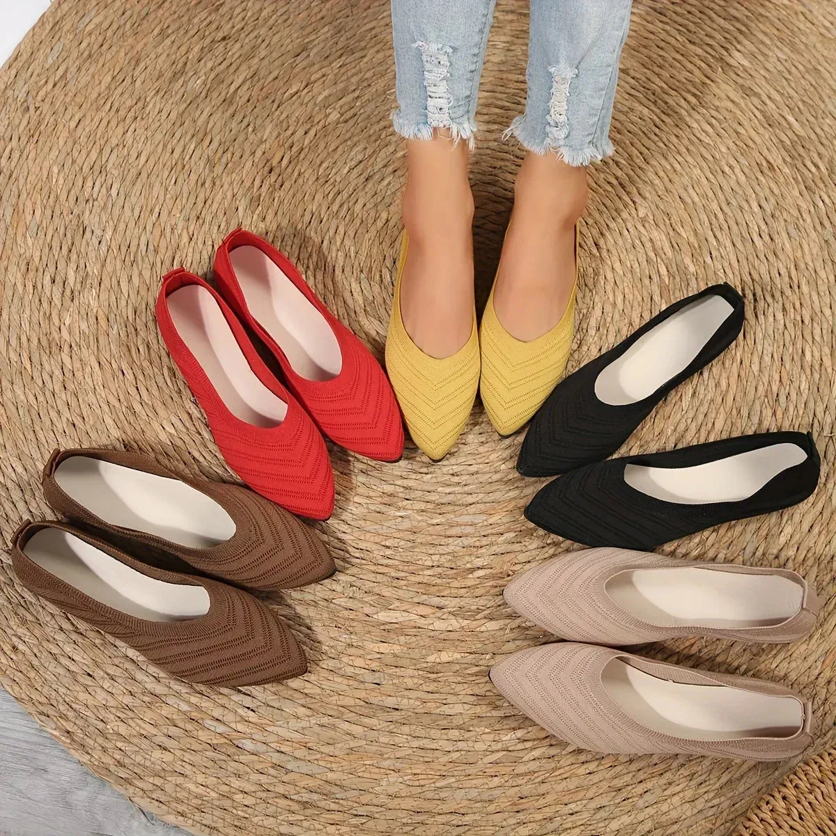 Claudia® | Knitted Pointed Toe Flats For Women