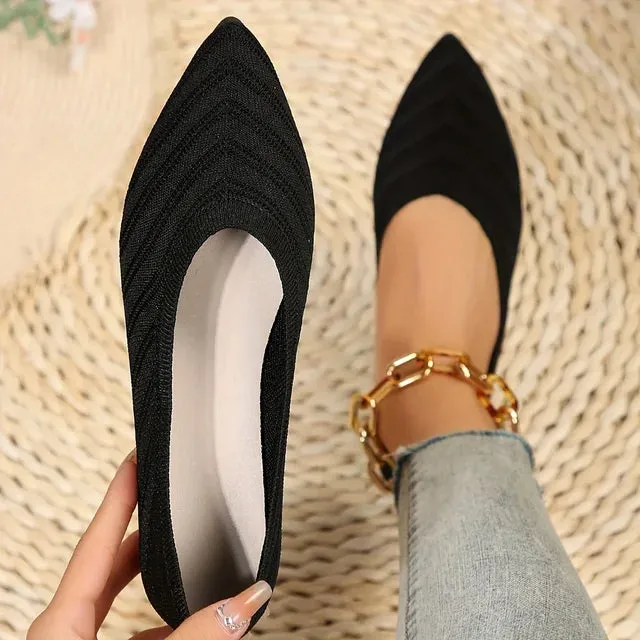Claudia® | Knitted Pointed Toe Flats For Women