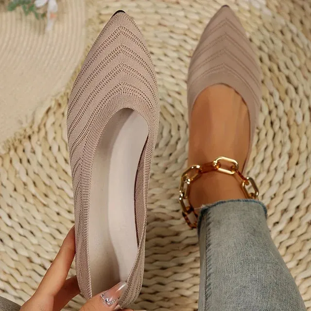 Claudia® | Knitted Pointed Toe Flats For Women