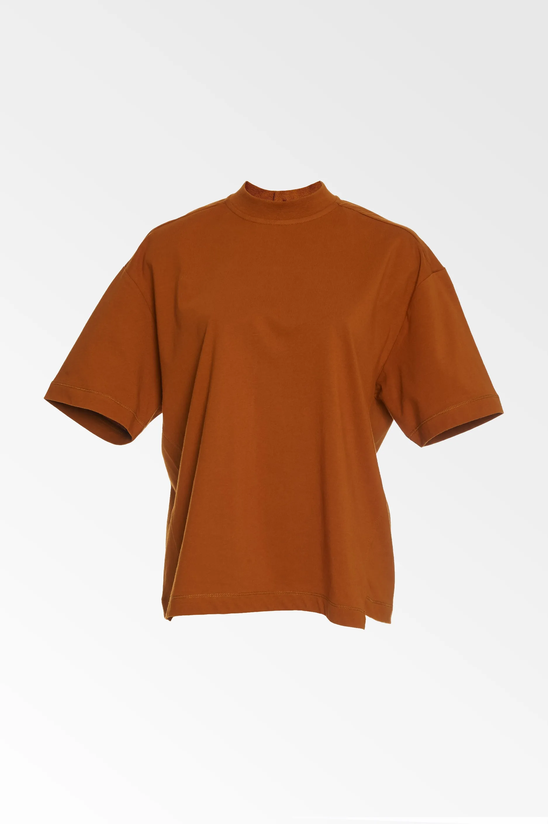 Copper cotton Mock neck T-shirt