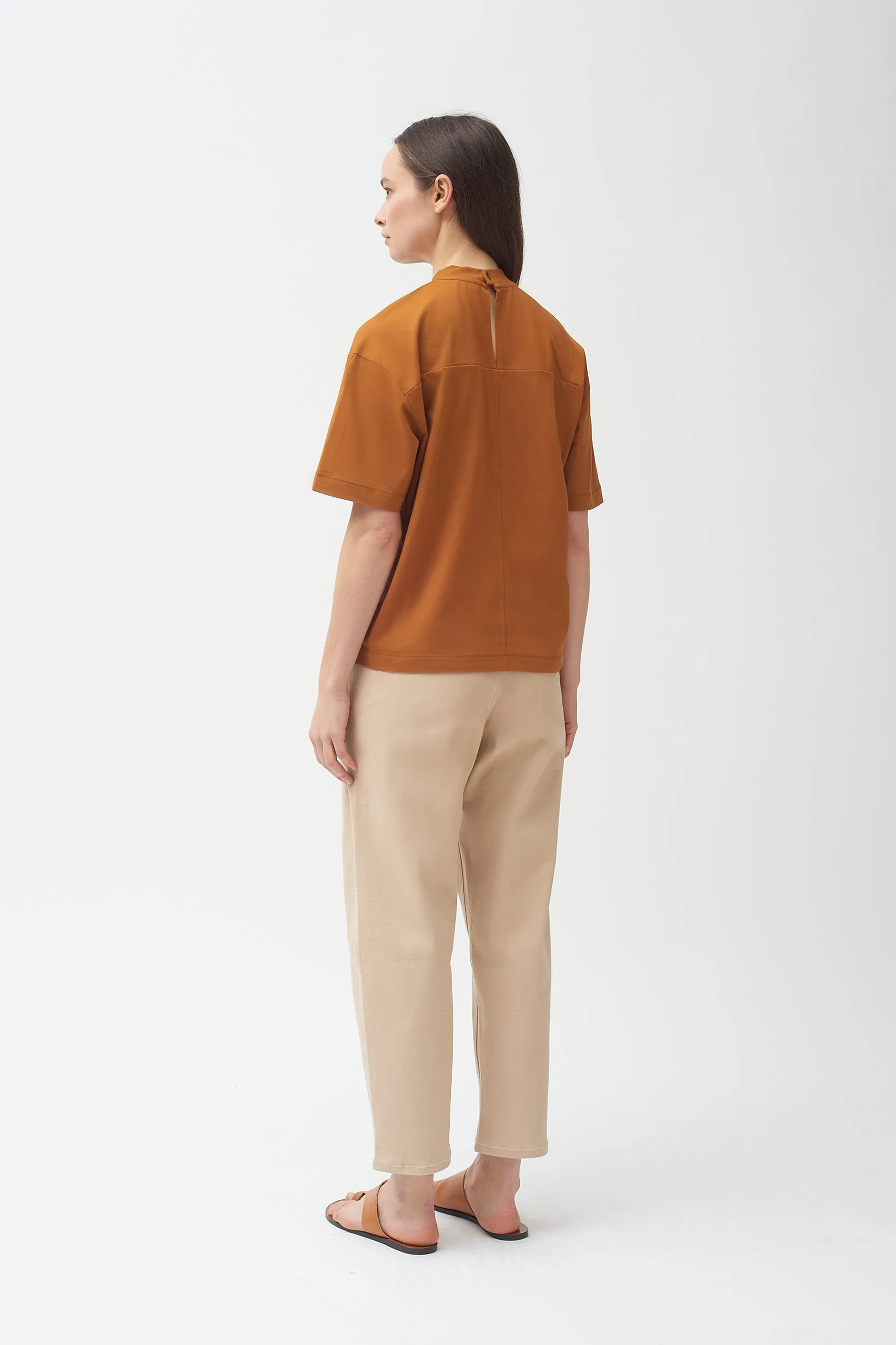 Copper cotton Mock neck T-shirt