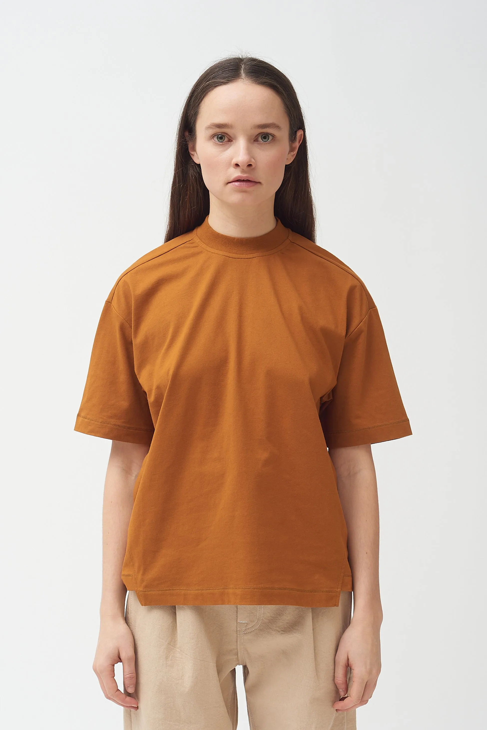 Copper cotton Mock neck T-shirt