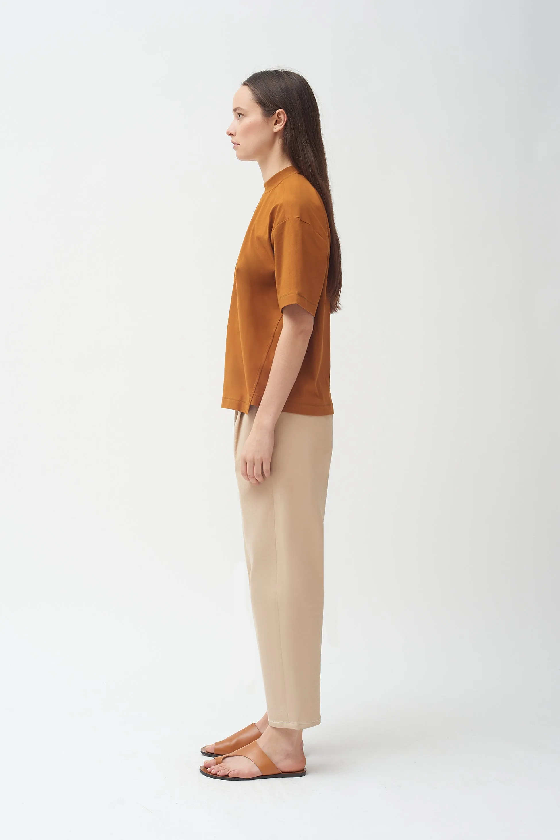 Copper cotton Mock neck T-shirt