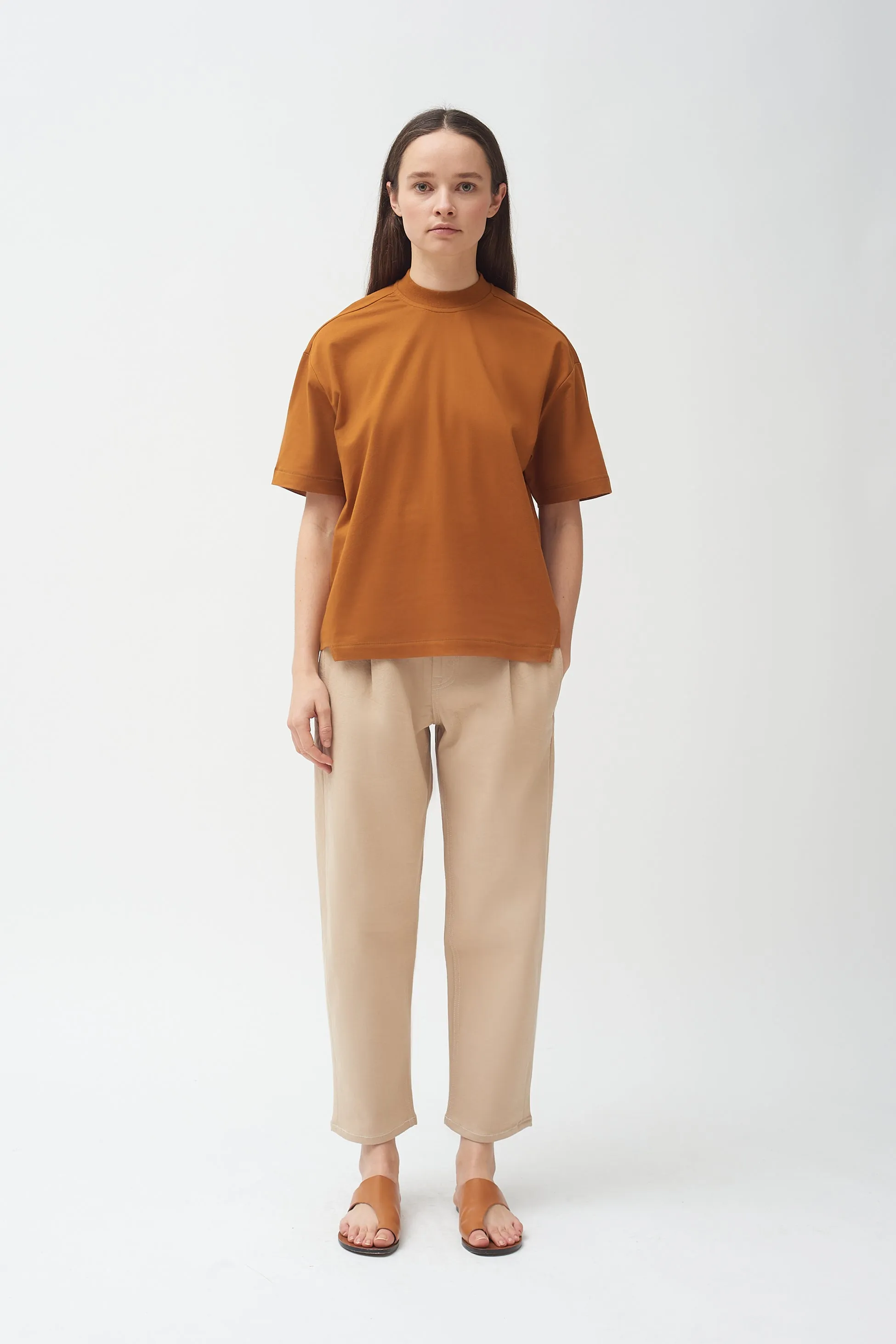 Copper cotton Mock neck T-shirt