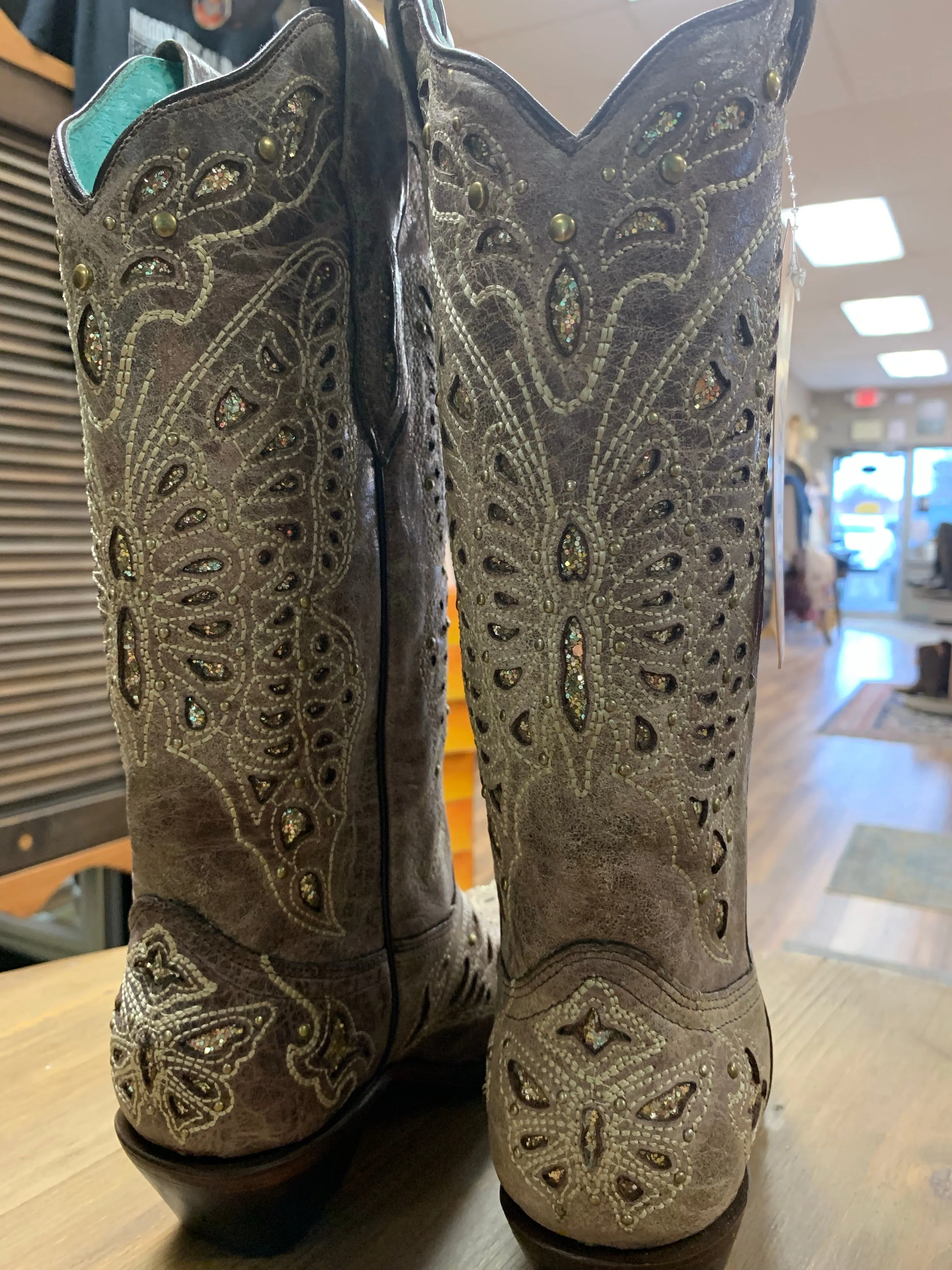 Corral Womens Glitter Butterfly Cowboy Boots A4088