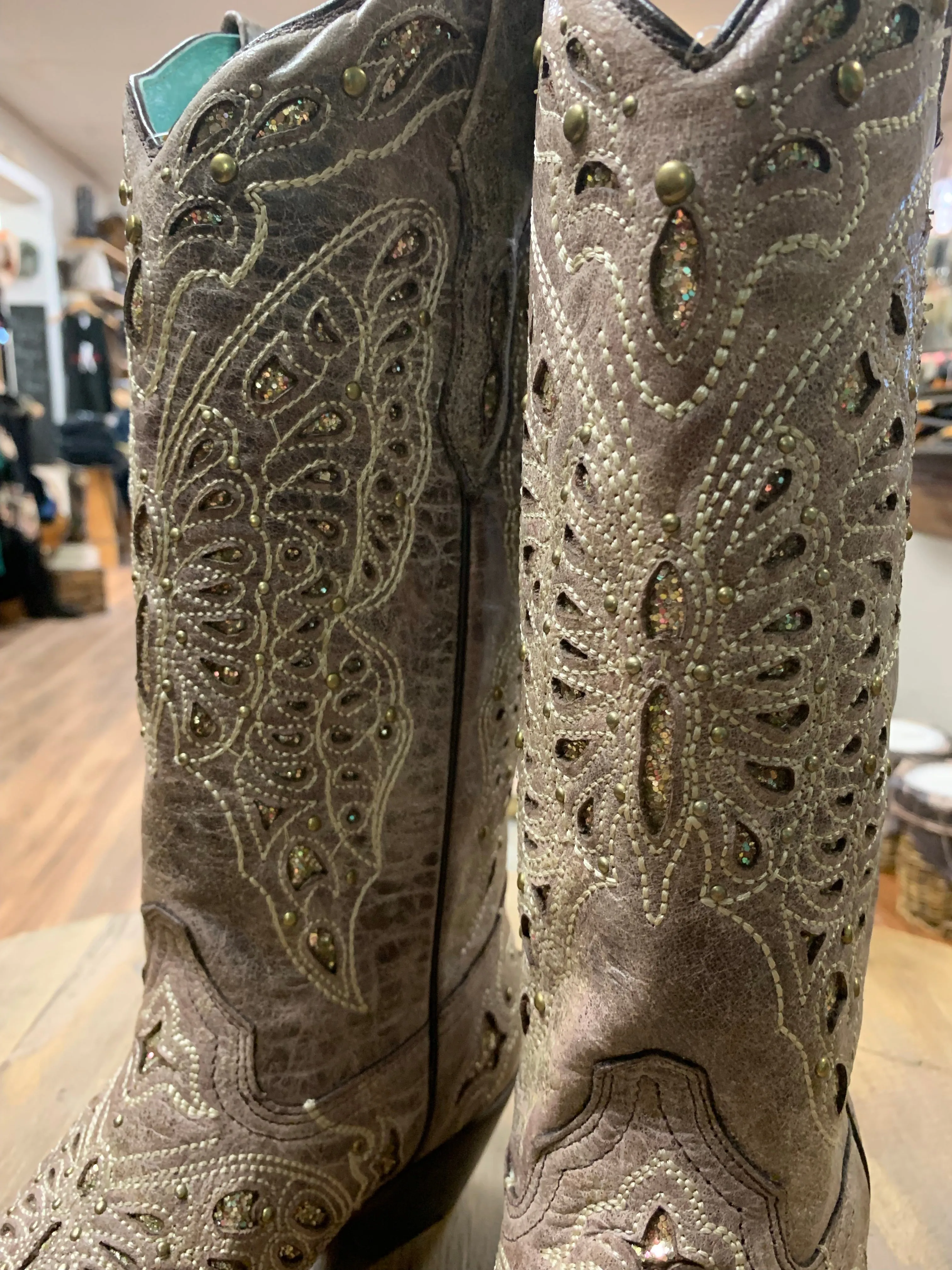Corral Womens Glitter Butterfly Cowboy Boots A4088