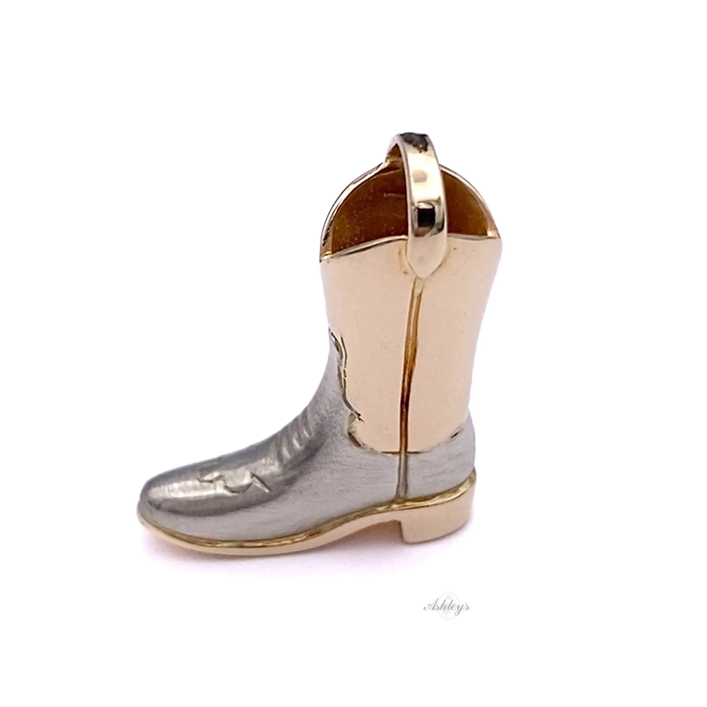 Cowboy Western Boot Pendant, 14k gold