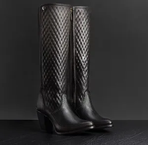 Cuadra Black Embroidered Elastic Round Toe Boots 3F85RS